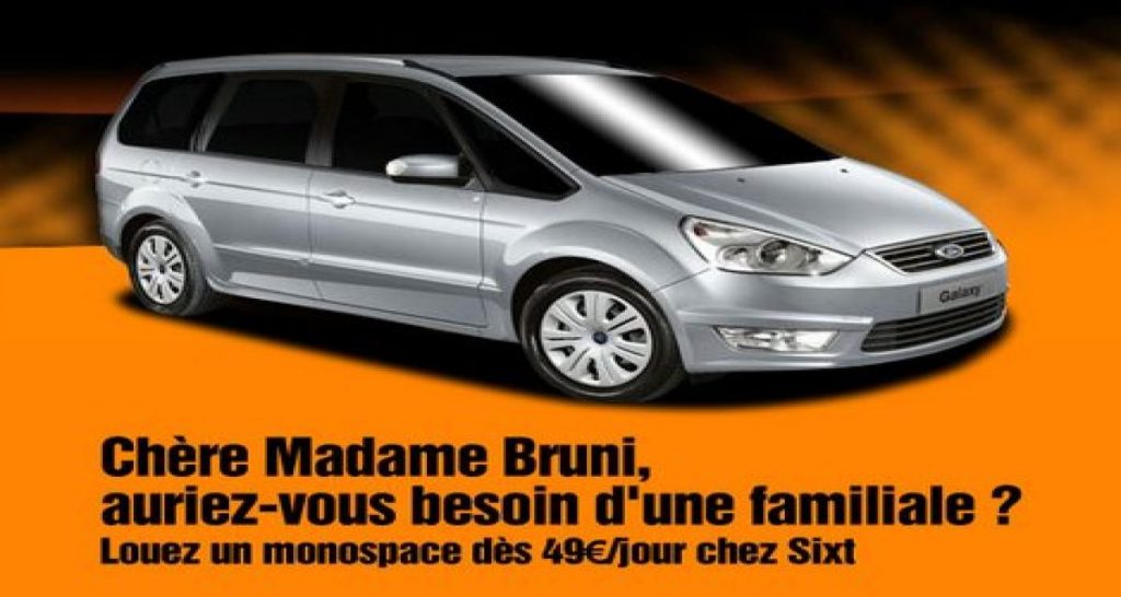 Sixt surfe sur la prétendue grossesse de Carla Bruni