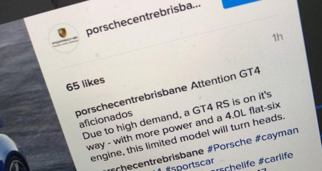Un concessionnaire Porsche confirme la Porsche GT4 RS