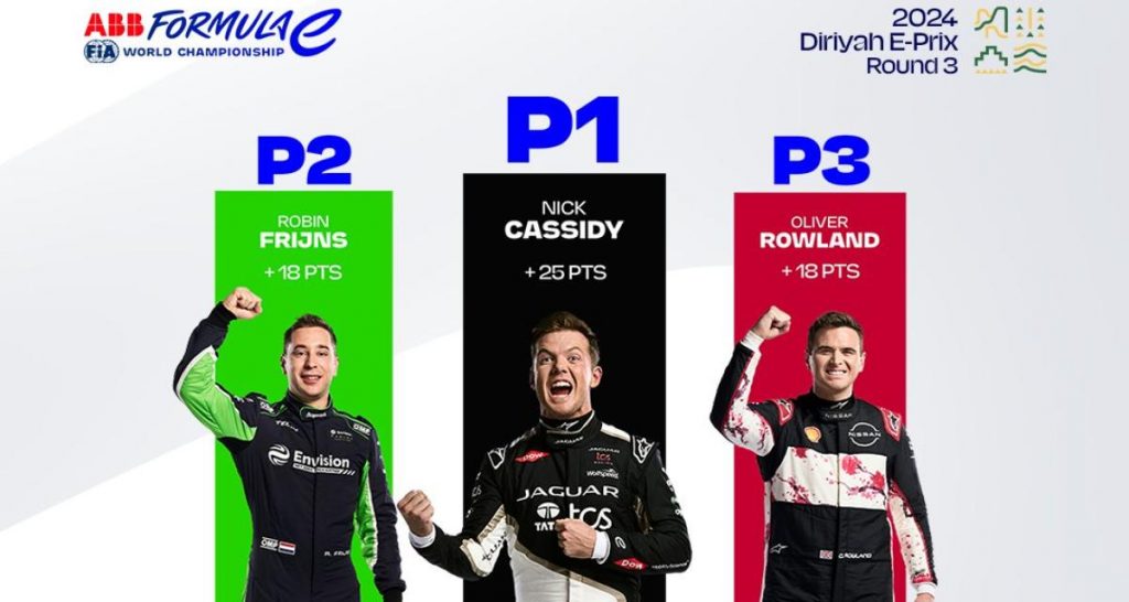 ePrix Diriyah round 3 : Cassidy devance Frinjs et Rowland