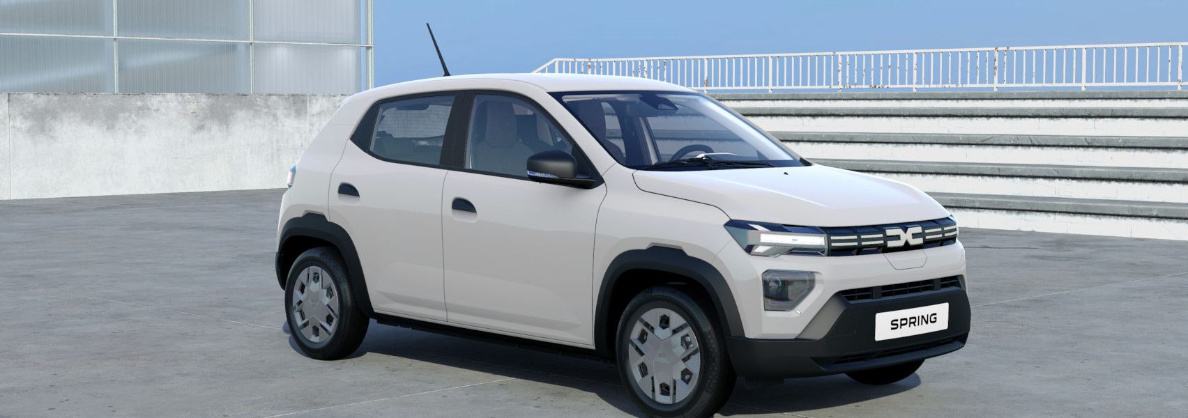 Une Dacia Spring Electric 45 Blanc Kaolin.