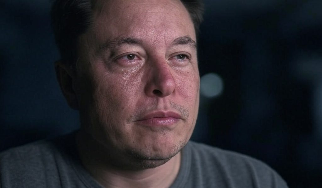 Elon Musk qui pleure, image générée par une intelligence artificielle