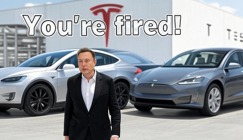 Elon Musk viré de Tesla. Image générée par l'IA Grok.