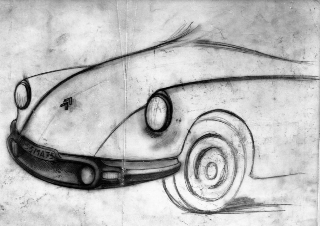 Un croquis de la phase avant de la Citroën DS