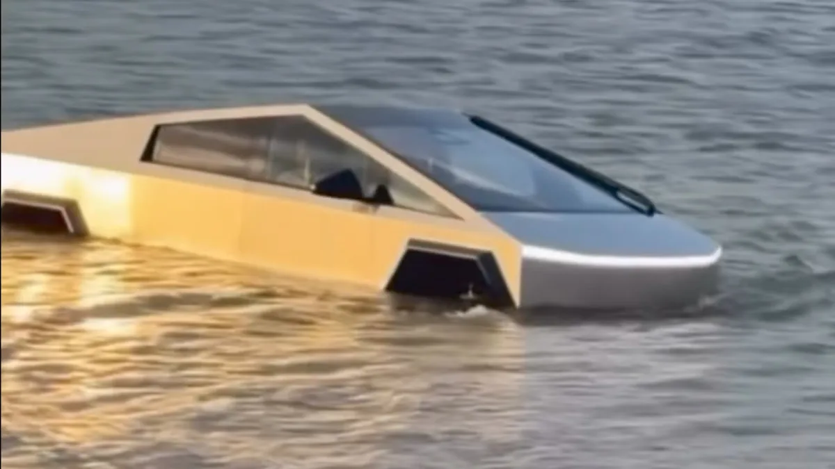 Il confond les capacit&eacute;s amphibies de son Tesla Cybertruck avec un vrai bateau