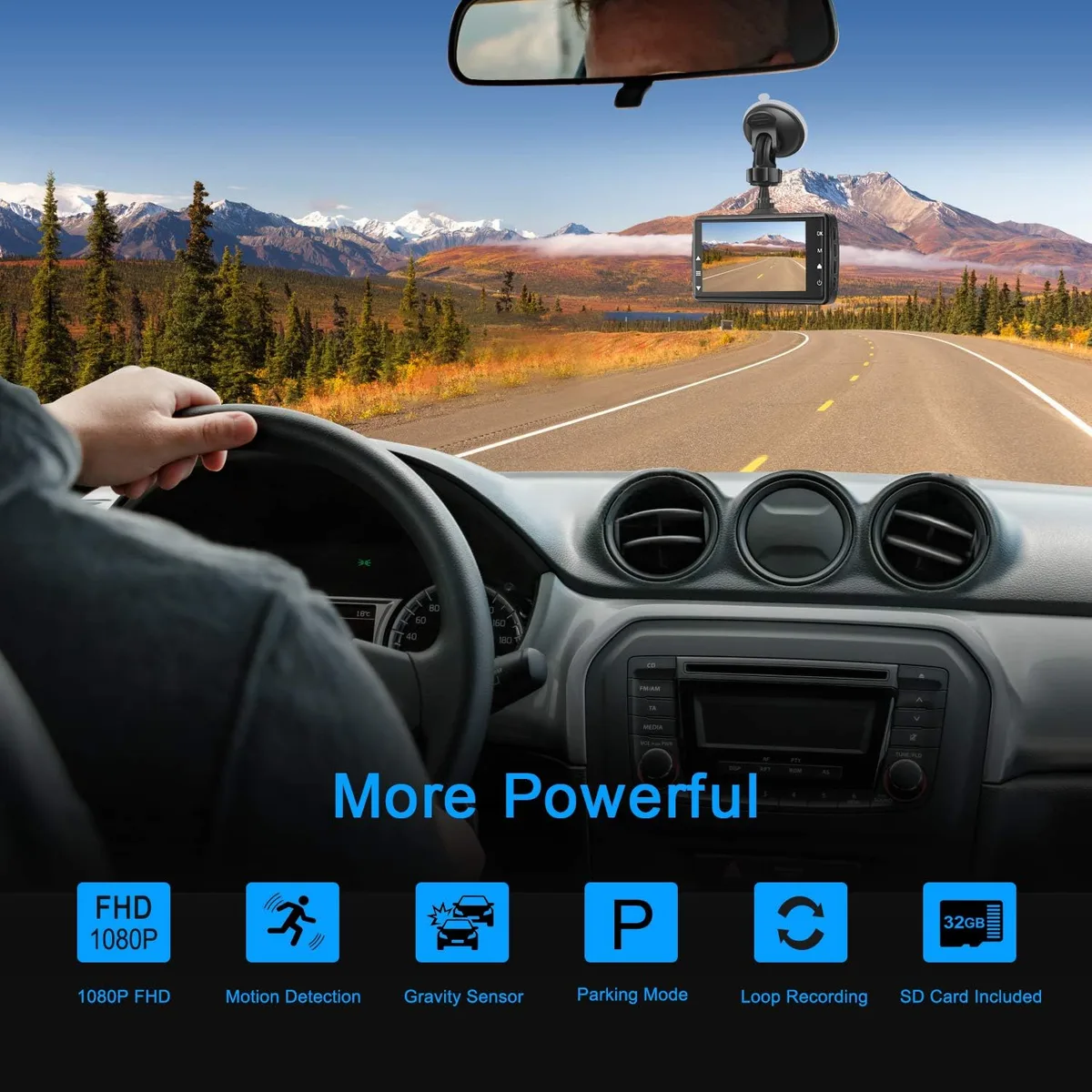 Dashcam 1080P avec écran IPS 3 pouces et vision nocturne