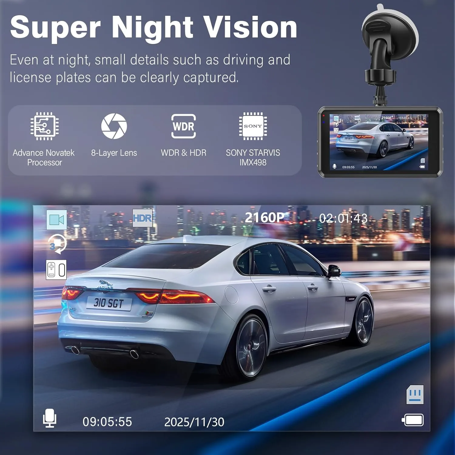Promo du jour : cette dashcam 4K avec capteur Sony filme avant et arrière pour moins de 40 €
